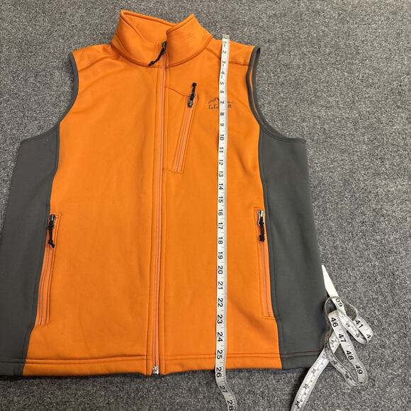 LL Bean Men's Medium Orange/Gray Fleece Lined Vest Pockets Logo Outdoor Hike - Picture 5 of 6